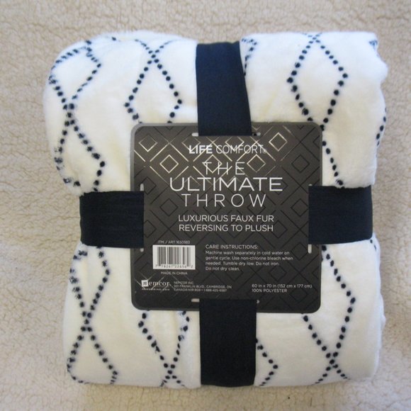 Life Comfort Bedding Life Comfort Ultimate Faux Fur Throw Whitenavy